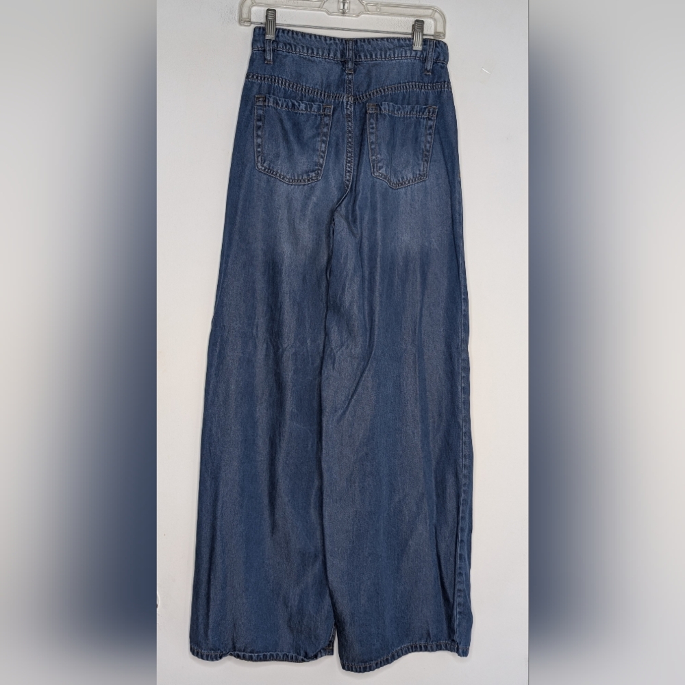 OAT New York Jeans Palazzo Wide Leg Blue Chambray Denim Size 4/27 - Picture 3 of 5